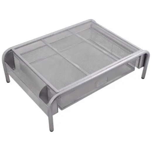 Computer Raised Monitor Stand And Draw Organiser Silver Display